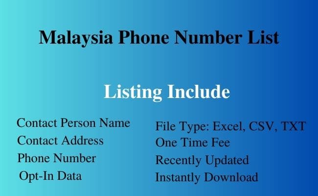 Malaysia phone number list