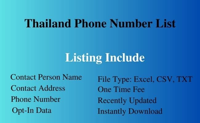 Thailand phone number list