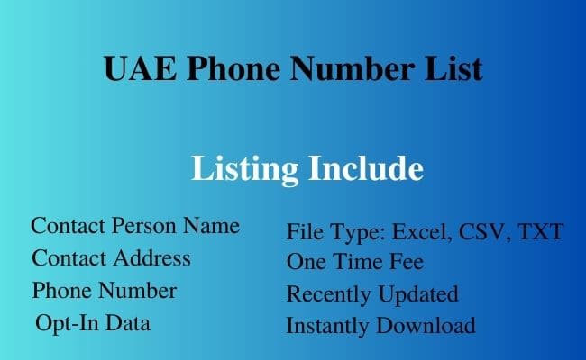 UAE phone number list