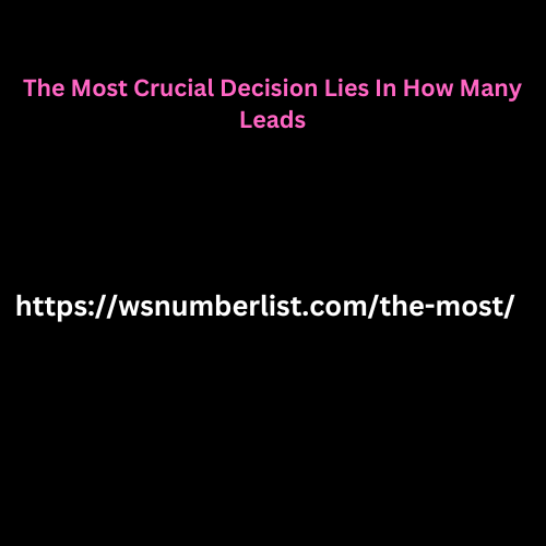 The Most Crucial Decision Lies In How Many Leads